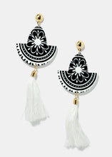 Load image into Gallery viewer, Retro Print Tassel Dangle Earrings