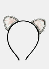 Load image into Gallery viewer, Rhinestone & Lace Cat Ear Headband