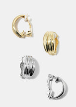 Load image into Gallery viewer, Textured Half Hoop Clip On Earrings
