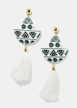 Load image into Gallery viewer, Retro Print Tassel Dangle Earrings
