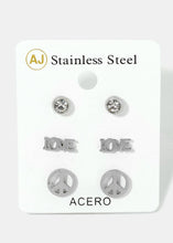 Load image into Gallery viewer, 3-Pair Peace &amp; Love Earrings
