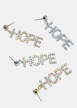 Load image into Gallery viewer, Rhinestone "HOPE" Dangle Earrings
