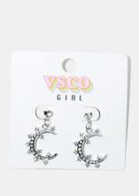 Load image into Gallery viewer, Rhinestone Dangle Moon Earrings
