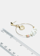 Load image into Gallery viewer, Stone &amp; Shell Hoop Earrings
