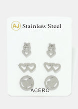Load image into Gallery viewer, 3-Pair Heart Earrings
