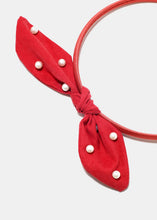 Load image into Gallery viewer, Pearl Bunny-Ear Bow Headband
