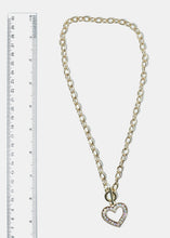 Load image into Gallery viewer, Rhinestone Studded Open Heart Chain Necklace
